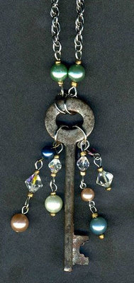 Carousel antique key necklace