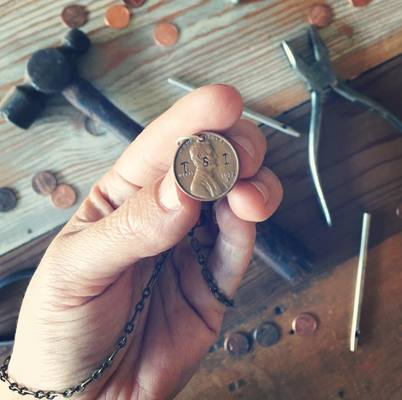 Carousel personalized penny pendant