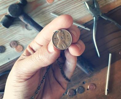 Medium personalized penny pendant